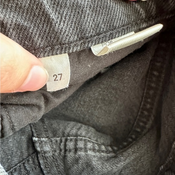 Reformation Cynthia High Rise Straight Jeans in Lagoon Destroyed Black 27 - Picture 5 of 9